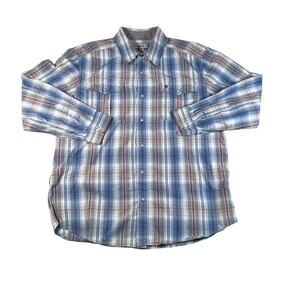 Carhartt Mens Long Sleeve Pearl Snap Size XL Blue Checkered